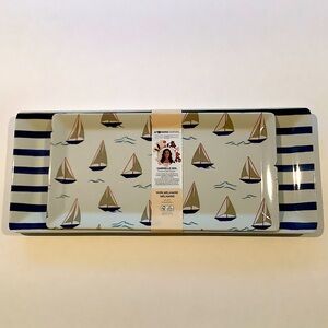 Nautical 2 pc Melamine Sandwich Drink Dessert Trays New